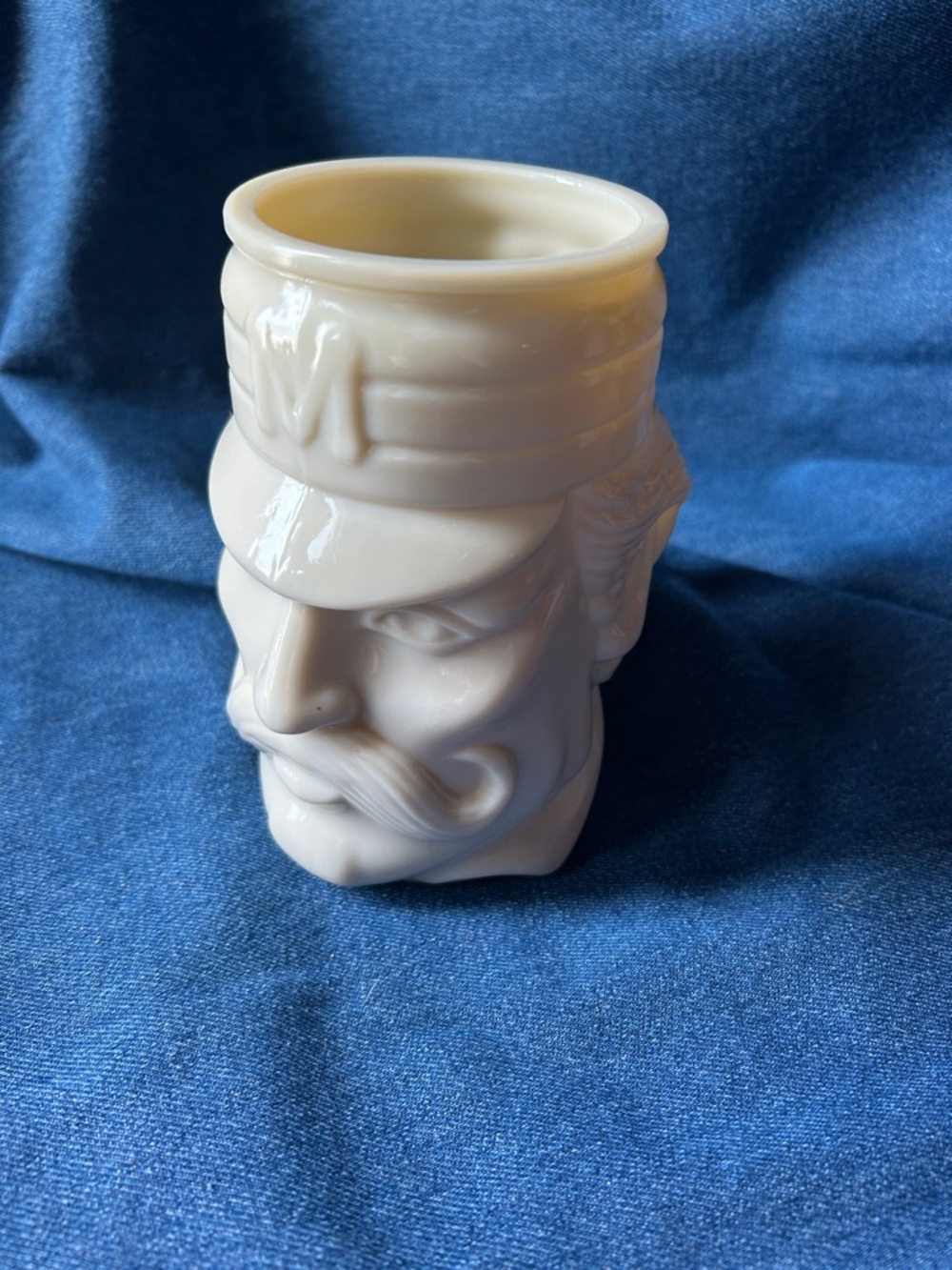 Vintage Avon 1980’s  ‘Casey at The Bank’ Cream color Ceramic figure stein.